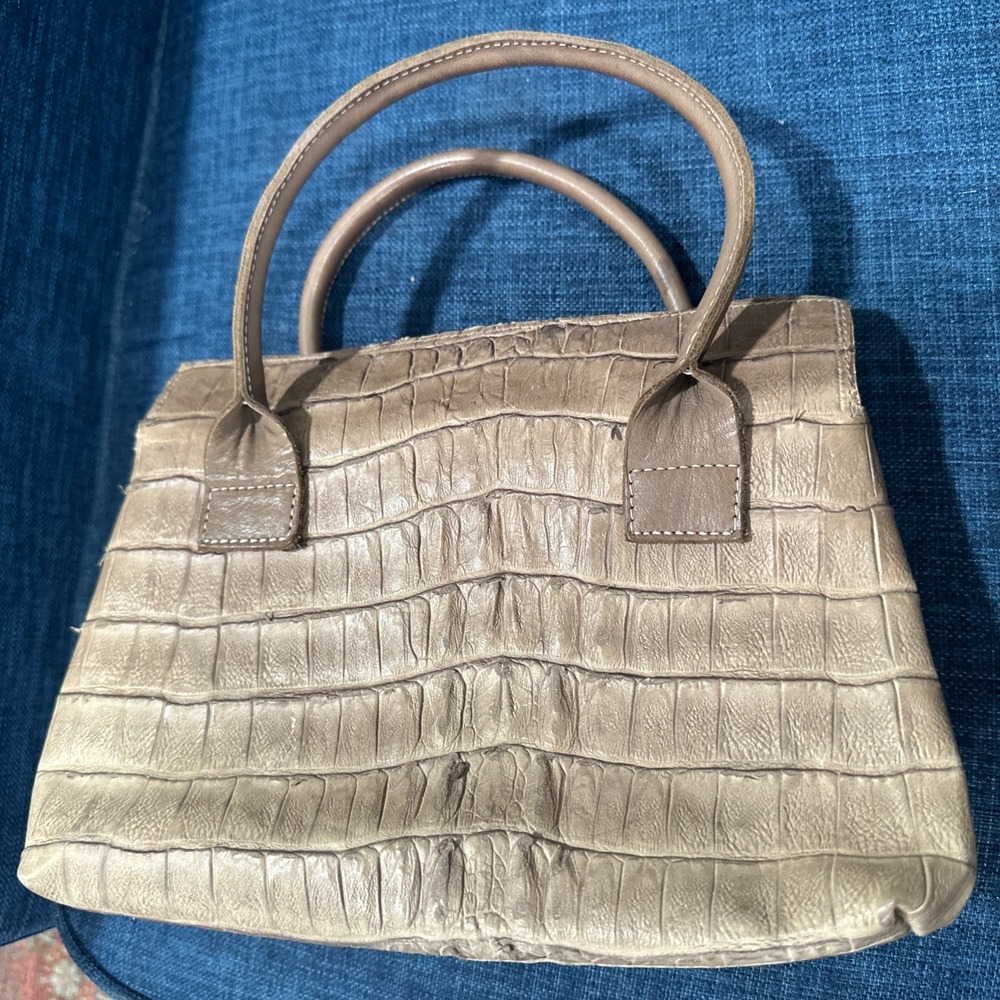 Vintage Daniella Lehavi Brown Leather Croc Skin Purse With Magnetic Closure